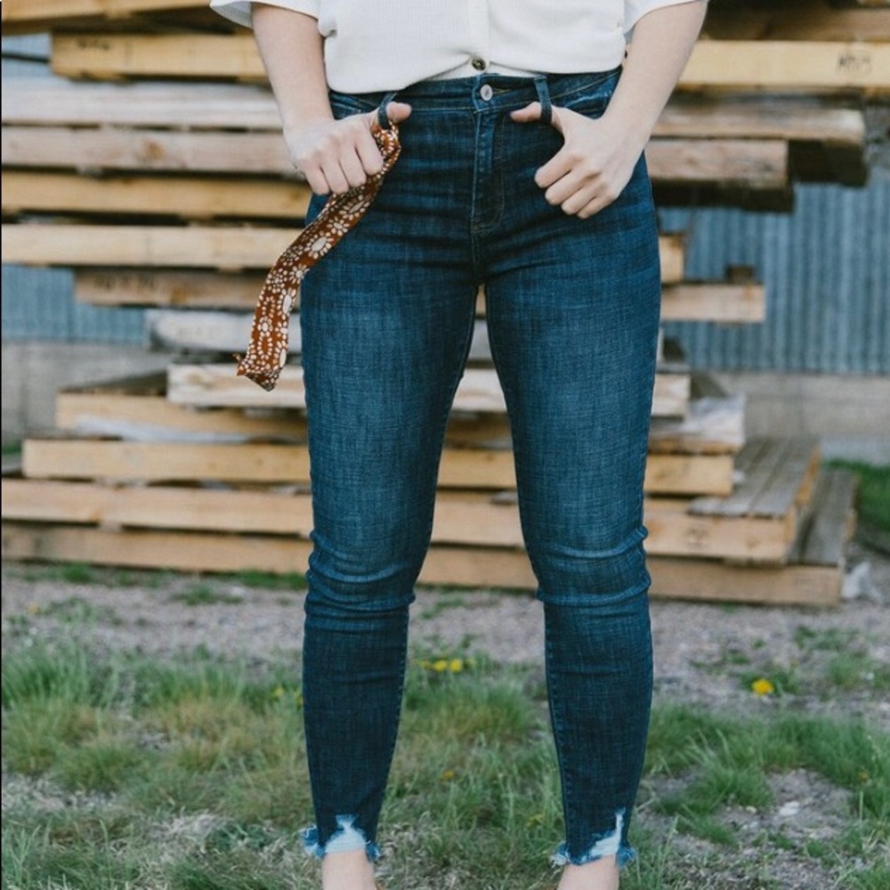 High-Waisted Dark Wash Skinnies